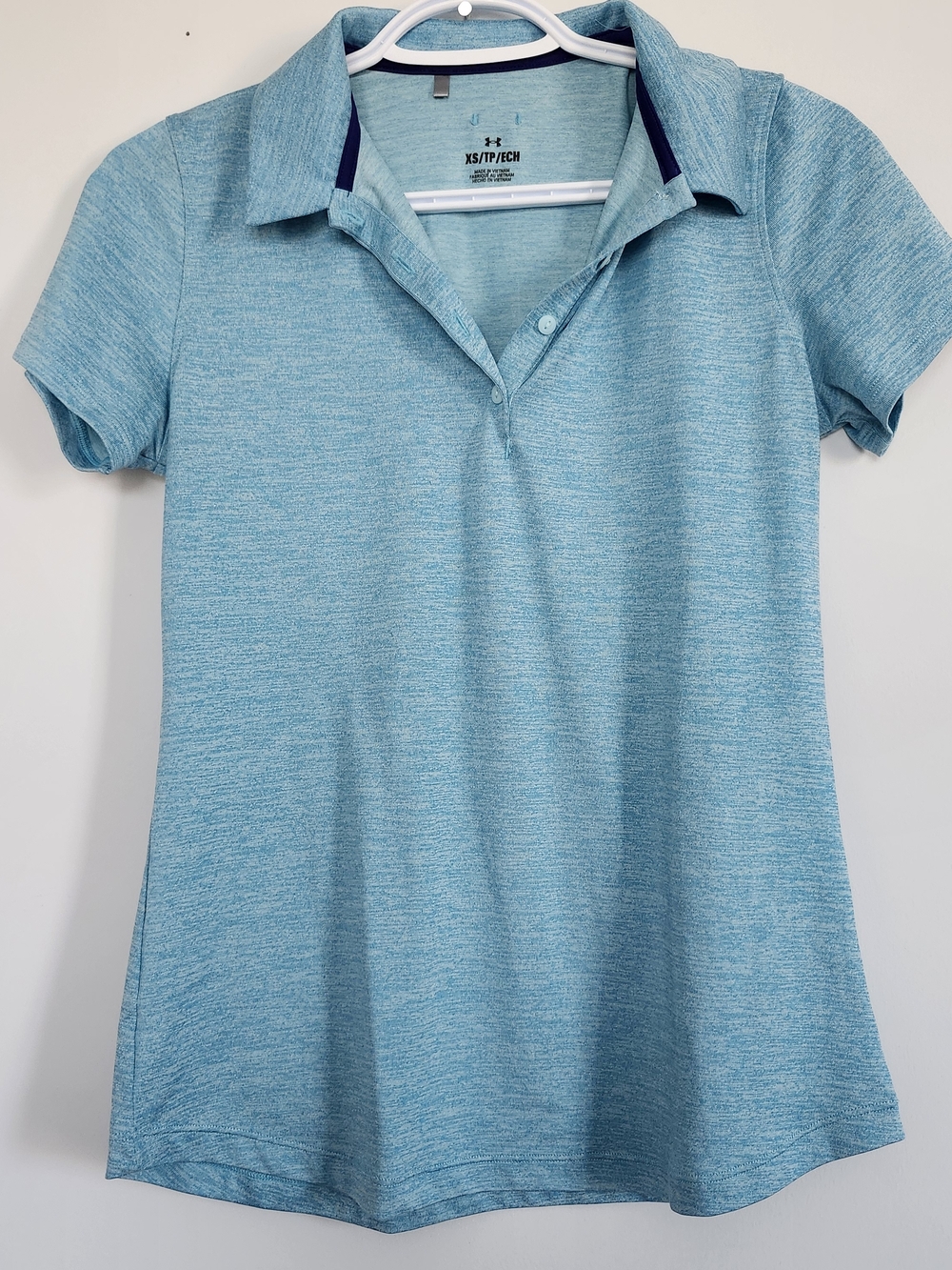 Light Blue Golf Polo T Shirt Performance Top Breathable Lightweight
